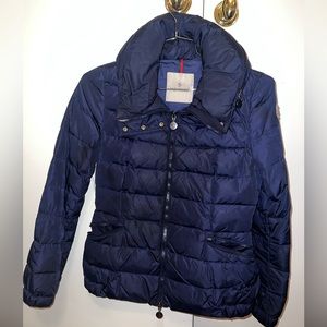 Moncler Blue Hooded Collar Jacket